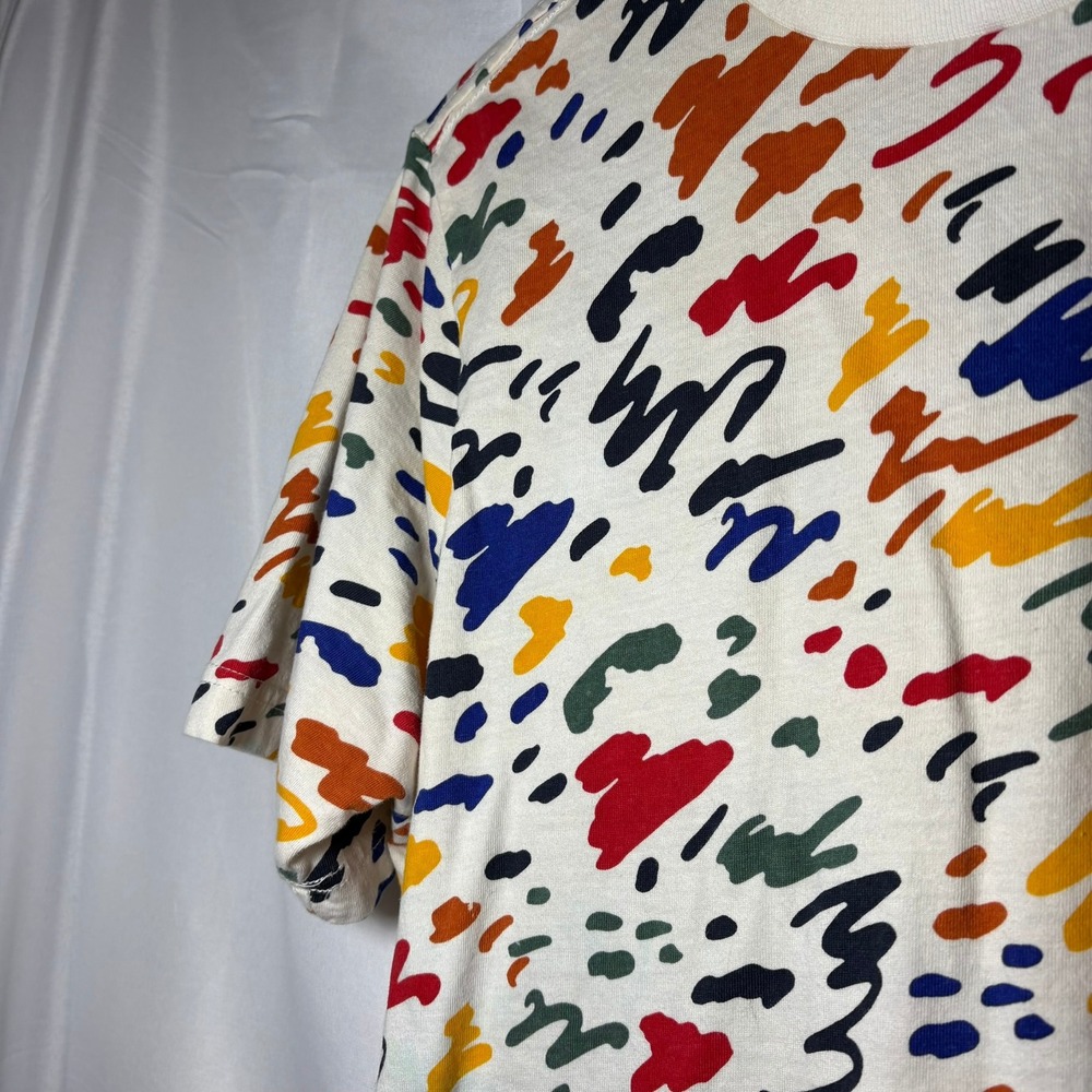 LCKR Mens Abstract Scribble Print T-Shirt Multi-Color Cotton Short Sleeve Small - Picture 5 of 5